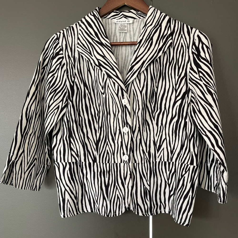 Zebra Print Linen blend Blazer David N